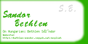 sandor bethlen business card